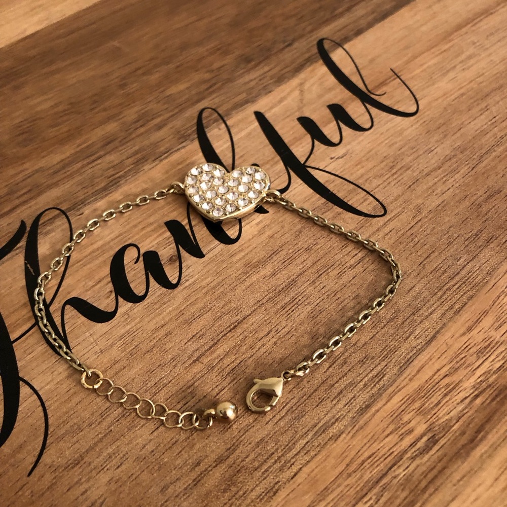 Silvertone Rhinestone Heart Bracelet